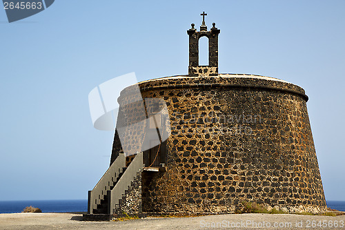 Image of  spain the old wall castle  tower r  in teguise arrecife lanzaro