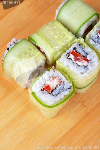 Image of cucumber sushi rolls