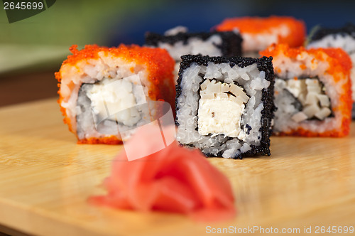 Image of tobico sushi rolls