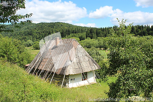 Image of old rural house in Carpathian mountains