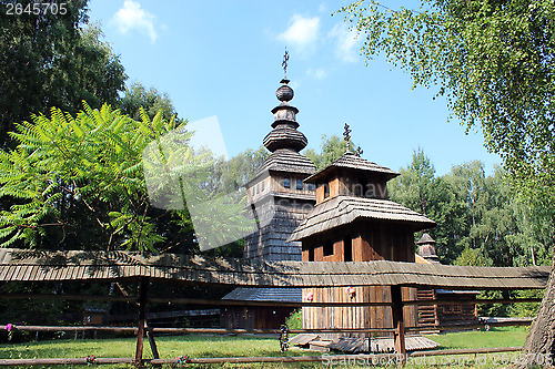 Image of nice wooden church in village of Western Ukraine