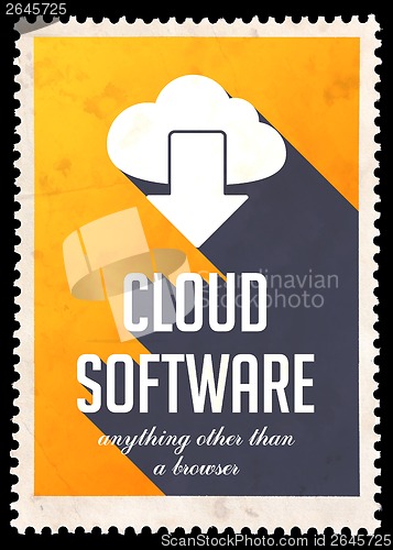 Image of Cloud Software on Yellow in Flat Design.