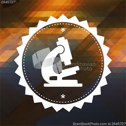 Image of Microscope Icon on Retro Triangle Background.