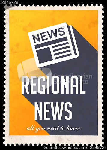 Image of Regional News on Yellow in Flat Design.