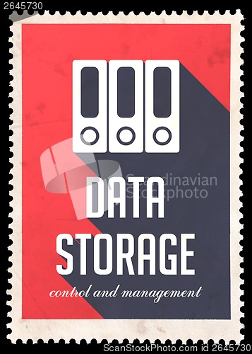 Image of Data Storage on Red in Flat Design.