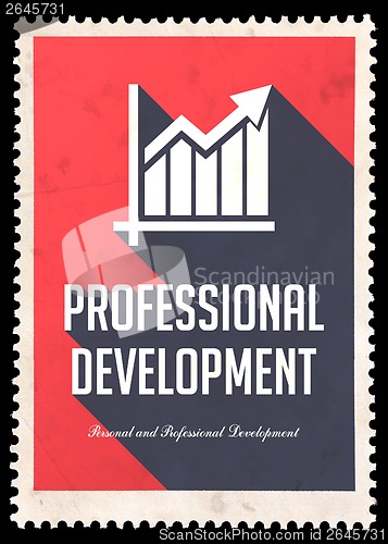 Image of Professional Development on Red in Flat Design.