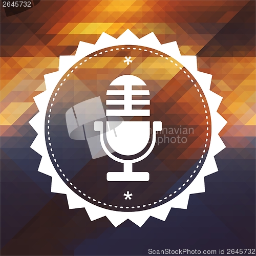 Image of Microphone Icon on Retro Triangle Background.