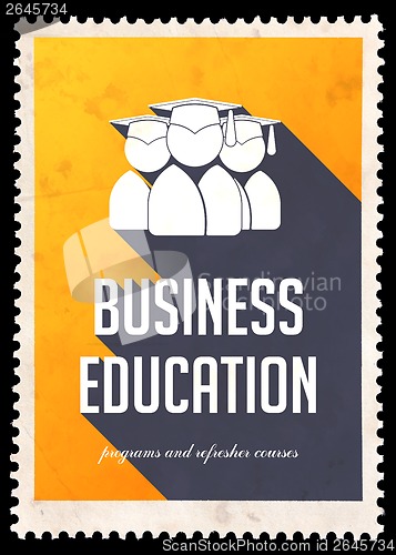 Image of Business Education on Yellow in Flat Design.