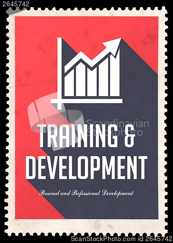 Image of Training and Development on Red in Flat Design.