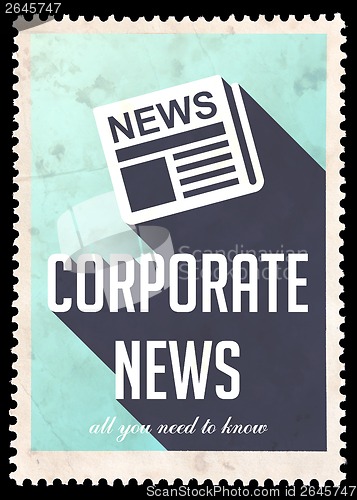 Image of Corporate News on Blue in Flat Design.