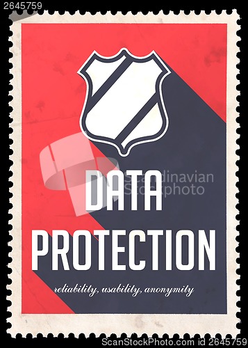 Image of Data Protection Concept on Red in Flat Design.