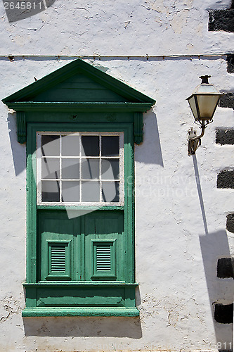 Image of street lamp lanzarote abstract  window   green in the w 