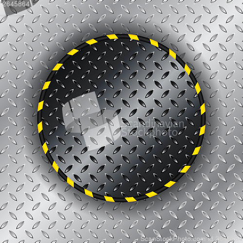 Image of Industrial background with yellow striped circle