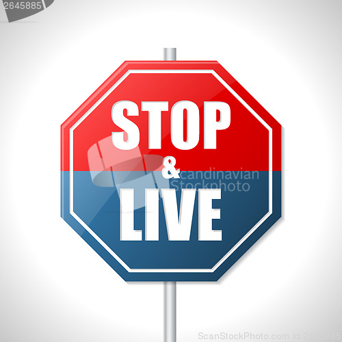 Image of Stop and live traffic sign