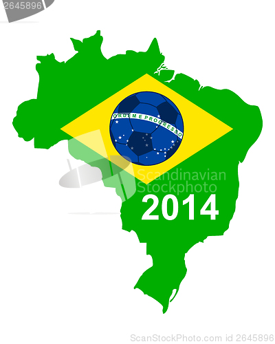Image of Soccer map and flag of Brazil
