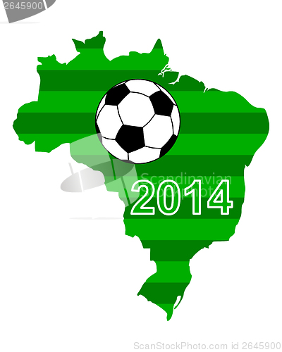 Image of Soccer map and flag of Brazil