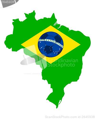 Image of Soccer map and flag of Brazil