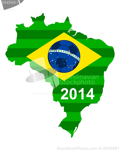 Image of Soccer map and flag of Brazil