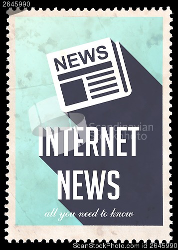 Image of Internet News on Blue in Flat Design.