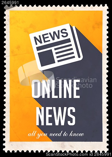 Image of Online News on Yellow in Flat Design.