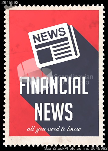 Image of Financial News on Red in Flat Design.