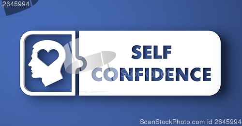 Image of Self Confidence on Blue Background in Flat Design.