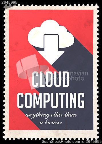 Image of Cloud Computing on Red in Flat Design.