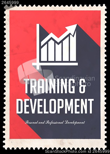 Image of Training and Development on Red in Flat Design.