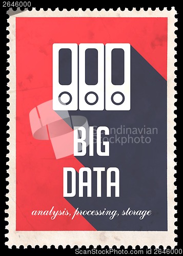 Image of Big Data on Red in Flat Design.