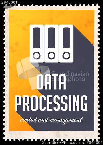 Image of Data Processing on Yellow in Flat Design.