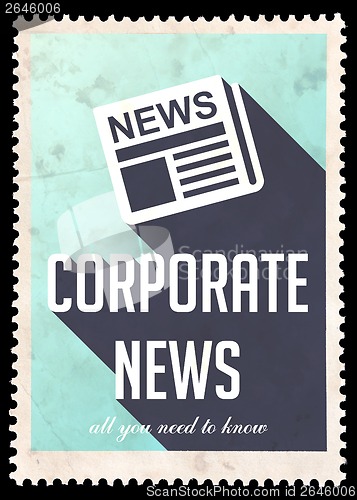 Image of Corporate News on Blue in Flat Design.