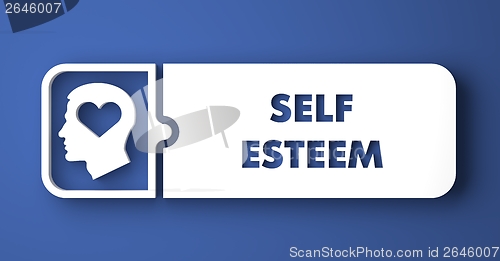 Image of Self Esteem Concept on Blue in Flat Design.