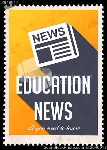 Image of Education News on Yellow in Flat Design.