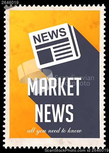 Image of Market News on Yellow in Flat Design.