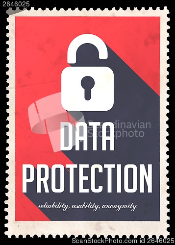 Image of Data Protection on Red in Flat Design.