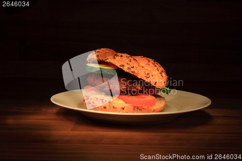 Image of hamburger in the dark night