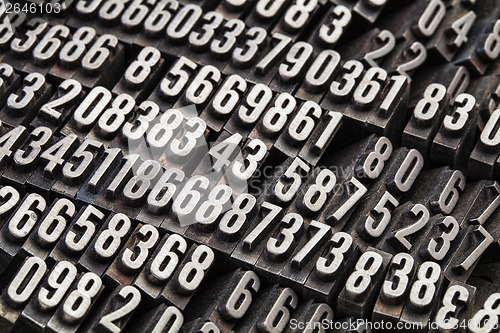 Image of random numbers in metal type