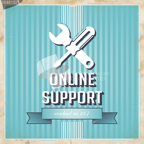 Image of Online Support Concept on Blue in Flat Design.