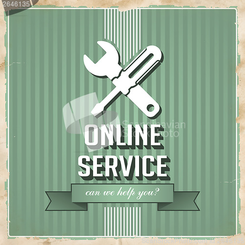 Image of Online Service Concept on Green in Flat Design.
