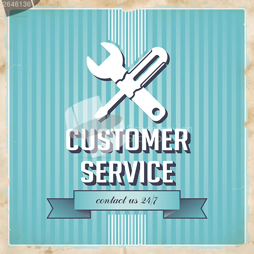 Image of Customer Service Concept on Blue in Flat Design.