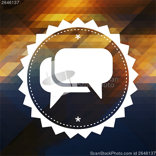 Image of Speech Bubble Icon on Retro Triangle Background.