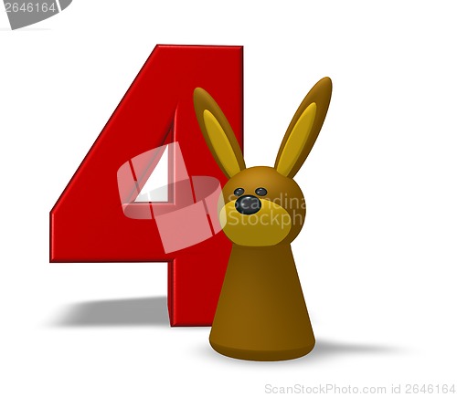 Image of number four and rabbit