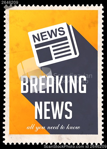 Image of Breaking News on Yellow in Flat Design.