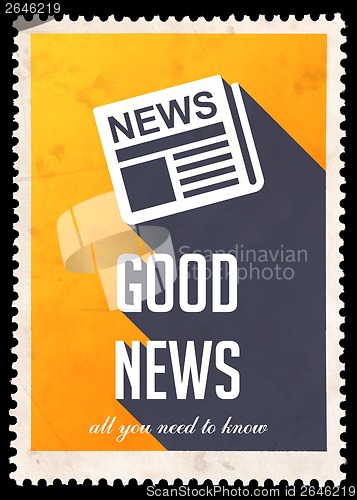 Image of Good News on Yellow in Flat Design.