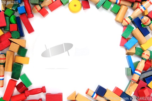 Image of wooden bricks(toys) as frame 