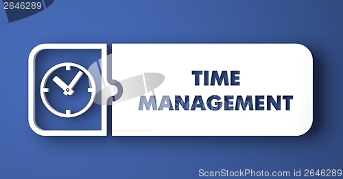 Image of Time Management on Blue in Flat Design Style.