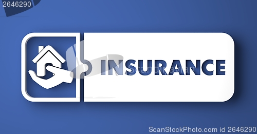 Image of Insurance Concept on Blue in Flat Design Style.
