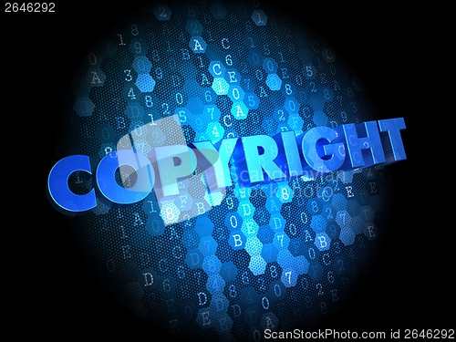 Image of Copyright on Dark Digital Background.