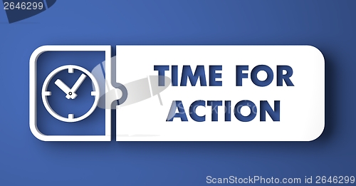 Image of Time For Action on Blue in Flat Design Style.