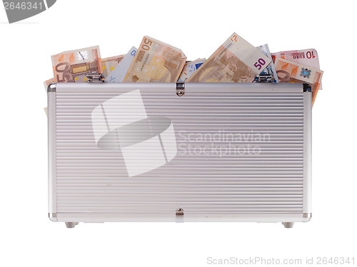 Image of Metal case filled with money